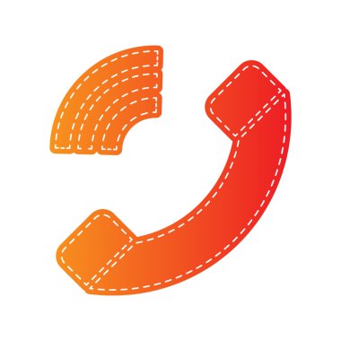 Telefon işareti illüstrasyon. Turuncu aplike izole.