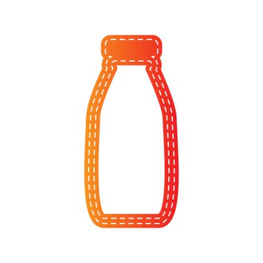 Süt şişesi işareti. Turuncu aplike izole.