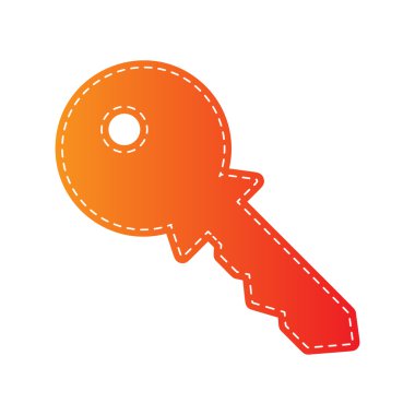 Anahtar işareti illüstrasyon. Turuncu aplike izole.