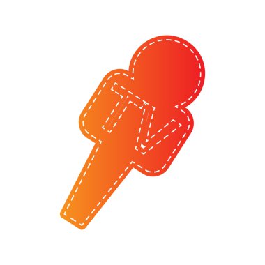 TV mikrofon işaret illüstrasyon. Turuncu aplike izole.