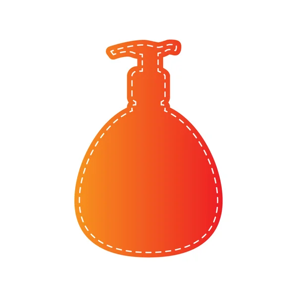 Gel, schuim of vloeibare zeep. Dispenser Plastic fles pomp silhouet. Oranje stoffen geïsoleerd. — Stockvector
