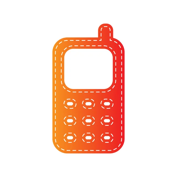 Cell Phone sign. Orange applique isolated. — Stock Vector