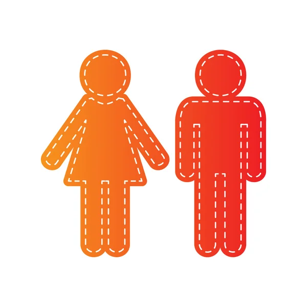 Signe masculin et féminin. Applique orange isolée . — Image vectorielle