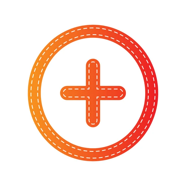 Pozitív szimbólum plusz jel. Narancssárga Applied elszigetelt. — Stock Vector
