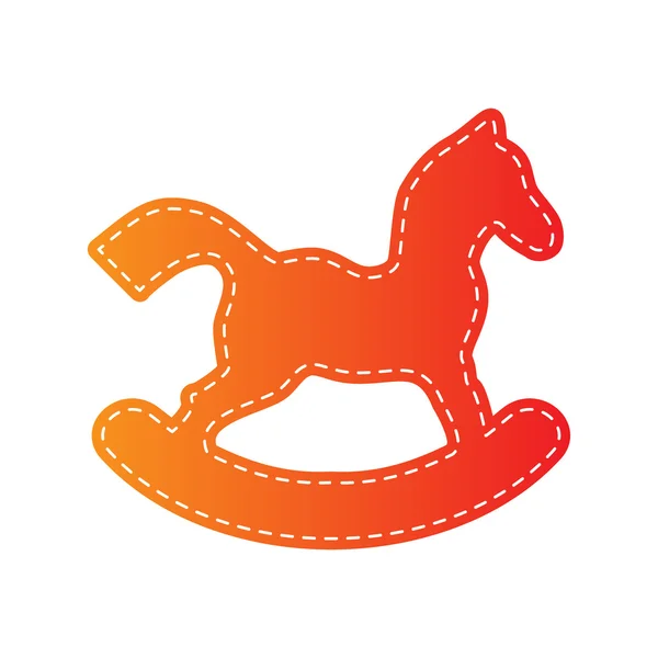 Pferdespielzeugschild. orange Applikation isoliert. — Stockvektor