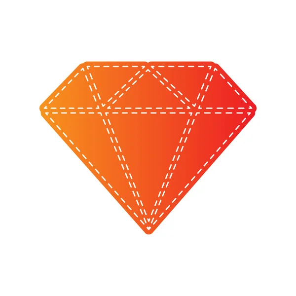 Gyémánt jel illusztráció. Narancssárga Applied elszigetelt. — Stock Vector
