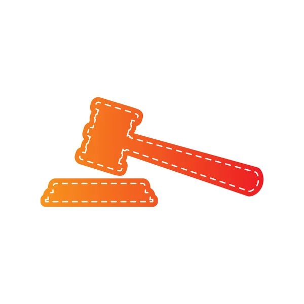 Δικαιοσύνης σφυρί σημάδι. Πορτοκαλί απλικέ απομονωθεί. — Διανυσματικό Αρχείο