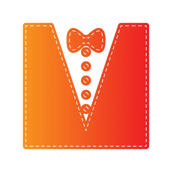 Tuxedo with bow silhouette. Orange applique isolated. — Stock Vector