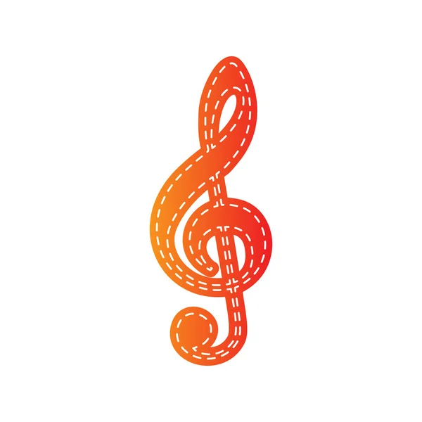 Signo de violino de música. G-clef. Fenda tripla. Aplicativo laranja isolado . — Vetor de Stock