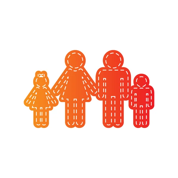 Οικογένεια σημάδι εικονογράφηση. Πορτοκαλί απλικέ απομονωθεί. — Διανυσματικό Αρχείο