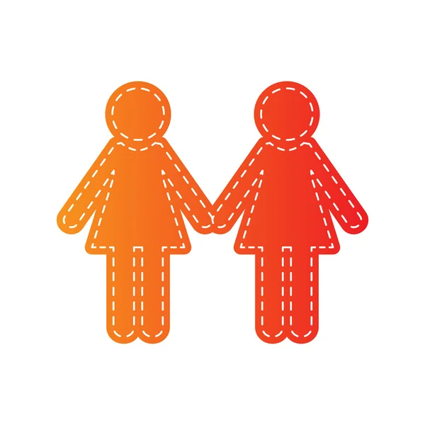 Lesbijka znak dla rodzin z dziećmi. Pomarańczowy aplikacja na białym tle. — Wektor stockowy