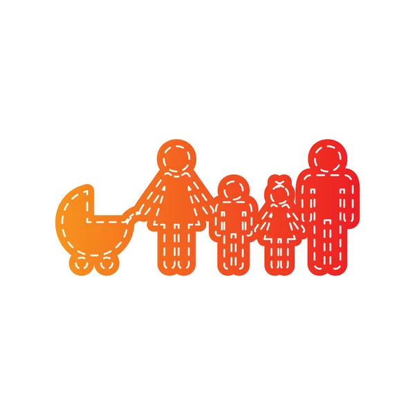 Family sign illustration. Orange applique isolated. — Stock Vector