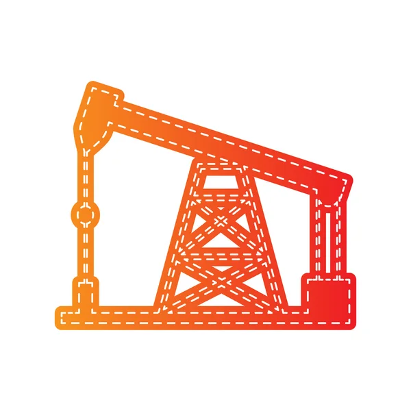 Oil drilling rig sign. Orange applique isolated. — Stock Vector