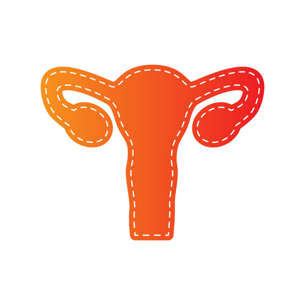 Human Body Anatomy Uterus sign. Orange applique isolated.