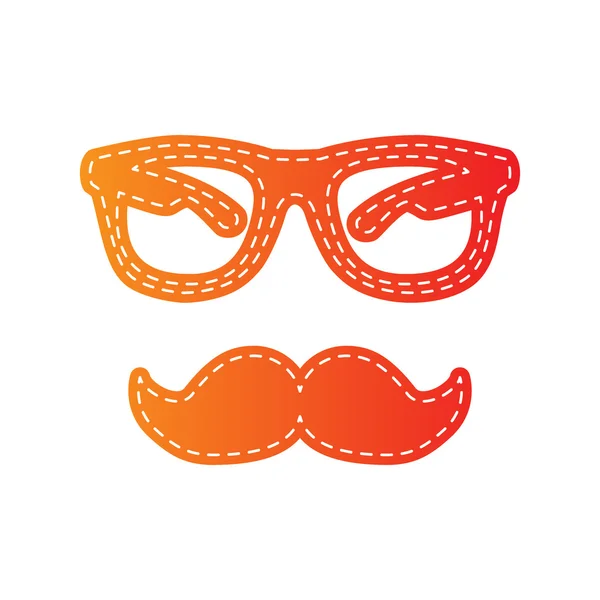 Schnurrbart und Brille. orange Applikation isoliert. — Stockvektor