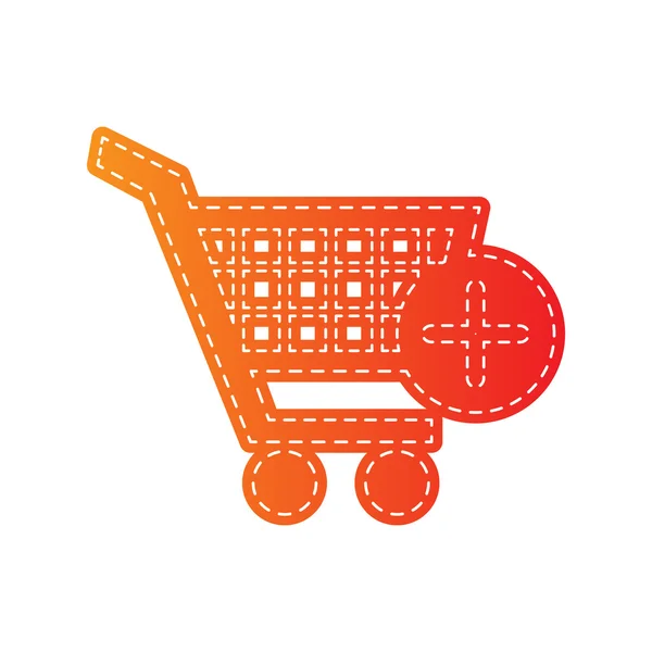 Carro de compras con añadir signo de marca. Aplicativo naranja aislado . — Archivo Imágenes Vectoriales
