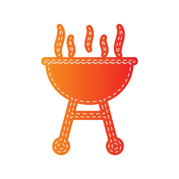 Barbecue simple signe. Applique orange isolée . — Image vectorielle