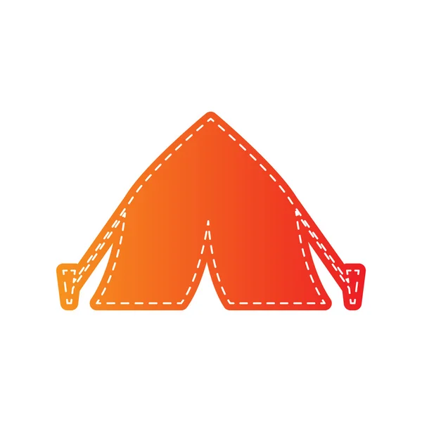 Turisztikai sátor jele. Narancssárga Applied elszigetelt. — Stock Vector
