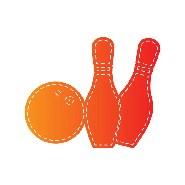 Bowling Zeichen Illustration. orange Applikation isoliert. — Stockvektor
