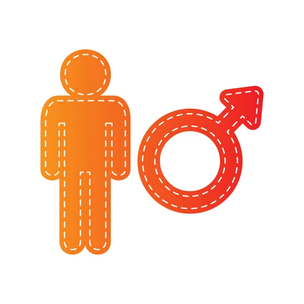 Signo masculino ilustración. Aplicativo naranja aislado . — Vector de stock