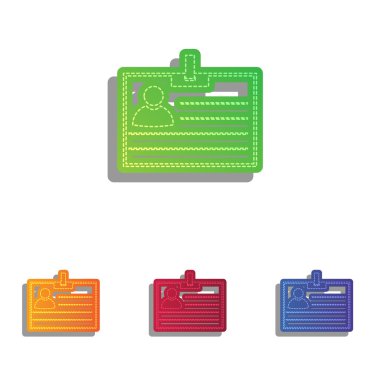 Id card sign. Colorfull applique icons set. clipart