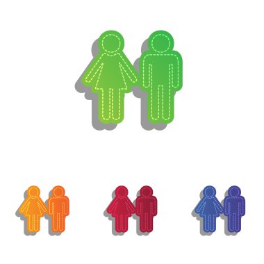 Erkek ve dişi işareti. Derma aplike Icons set.