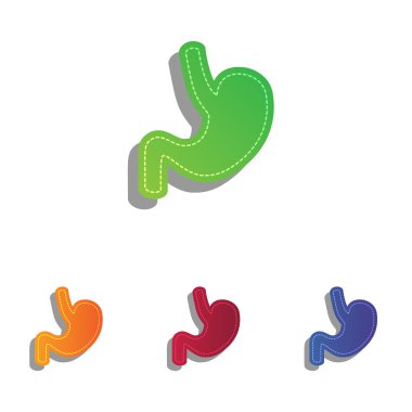 İnsan anatomisi mide. Derma aplike Icons set.