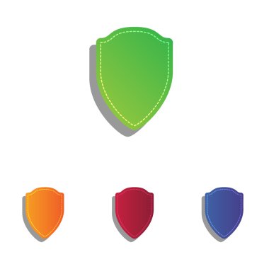 Kalkan işareti illüstrasyon. Derma aplike Icons set.