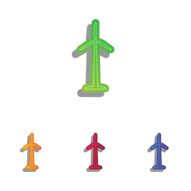 Rüzgar Türbini logo veya işareti. Derma aplike Icons set.