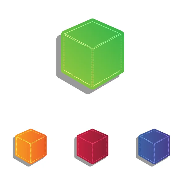 Ilustración del signo del cubo. Conjunto de iconos apliques coloridos . — Vector de stock