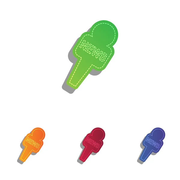Tv news mikrofon zeichen illustration. farbenfrohe Applikationen Icons Set. — Stockvektor