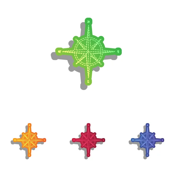 Signe rose des vents. Ensemble d'icônes applicatives colorées . — Image vectorielle