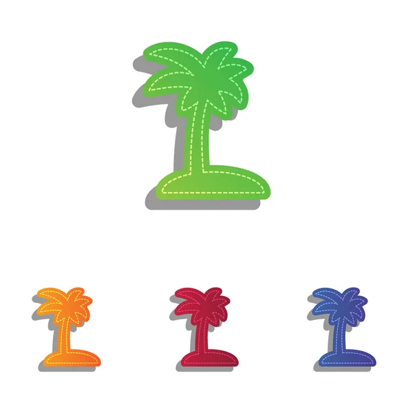 Знак кокосовой пальмы. Цветные иконки аппликаций . — стоковый вектор