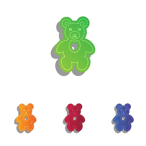 Teddybär Zeichen Illustration. farbenfrohe Applikationen Icons Set. — Stockvektor