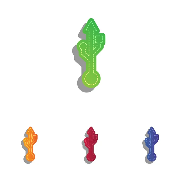 Illustration de signe USB. Ensemble d'icônes applicatives colorées . — Image vectorielle