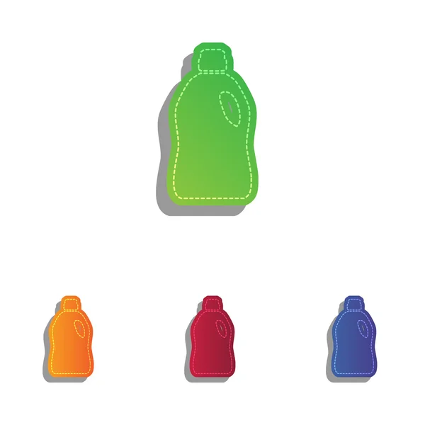 Bouteille en plastique pour nettoyage. Ensemble d'icônes applicatives colorées . — Image vectorielle