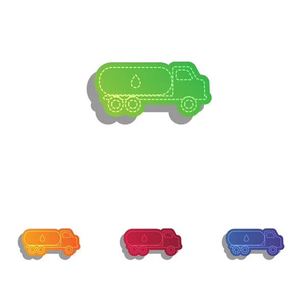 Transporte de coches Signo de aceite. Conjunto de iconos apliques coloridos . — Vector de stock