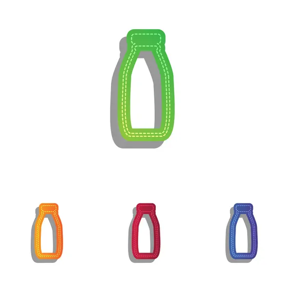 Milchflaschenschild. farbenfrohe Applikationen Icons Set. — Stockvektor