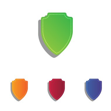 Kalkan işareti illüstrasyon. Derma aplike Icons set.