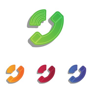 Telefon işareti illüstrasyon. Derma aplike Icons set.
