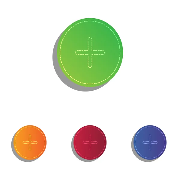 肯定的なシンボルのプラス記号。カラフルなアップリケのアイコンを設定. — ストックベクタ