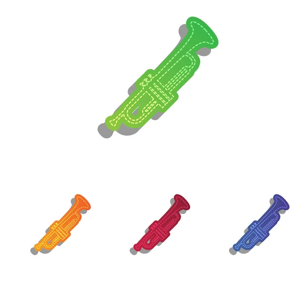 Instrument de musique Trompette signe. Ensemble d'icônes applicatives colorées . — Image vectorielle
