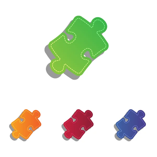 Sinal de peça de puzzle. Conjunto de ícones apliques coloridos . — Vetor de Stock