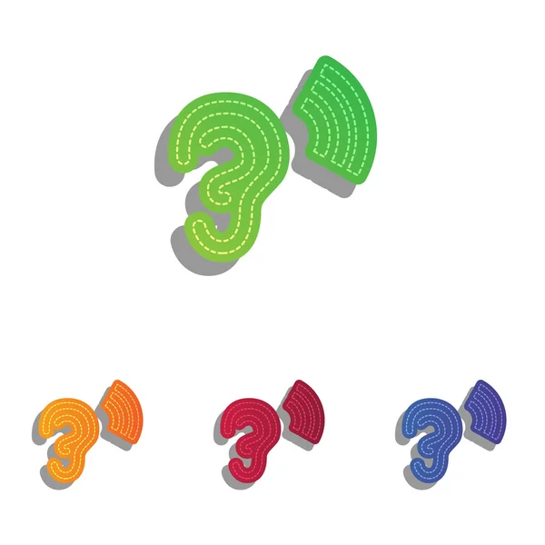 Mänskliga örat tecken. Colorfull applique ikoner set. — Stock vektor