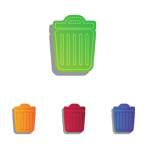 Ilustração do sinal do lixo. Conjunto de ícones apliques coloridos . — Vetor de Stock