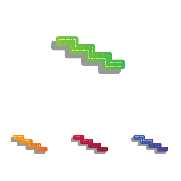 Sinal de escada para baixo. Conjunto de ícones apliques coloridos . — Vetor de Stock