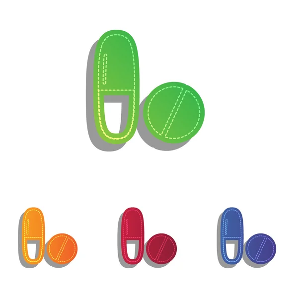 Signo de pastillas médicas. Conjunto de iconos apliques coloridos . — Vector de stock
