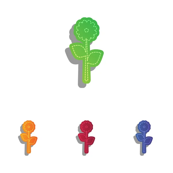 Blumenschild-Illustration. farbenfrohe Applikationen Icons Set. — Stockvektor
