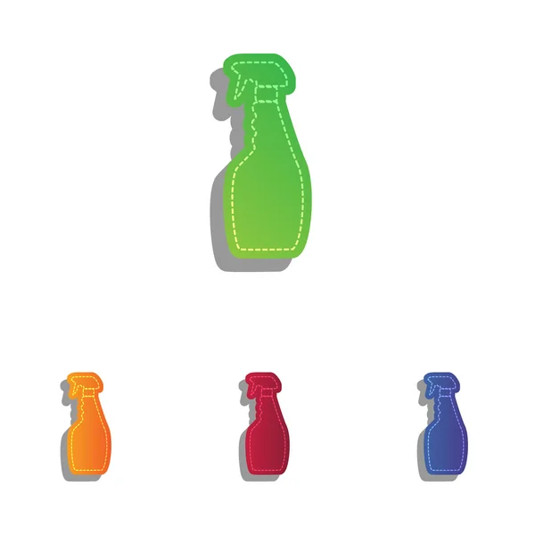 Botella de plástico para limpiar. Conjunto de iconos apliques coloridos . — Vector de stock