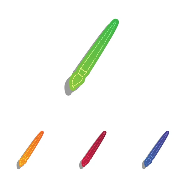 Pinselzeichenillustration. farbenfrohe Applikationen Icons Set. — Stockvektor
